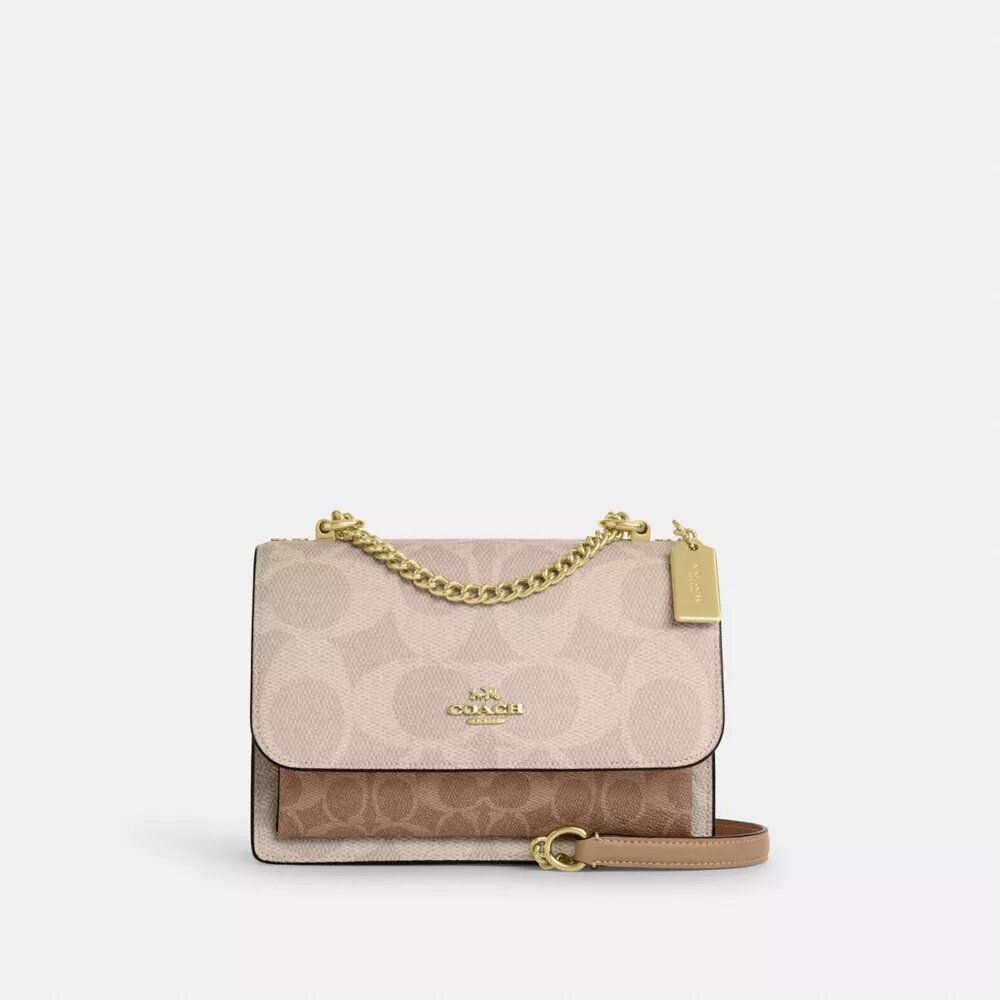 Torba na ramię Klare z Signature Canvas w blokowe wzory