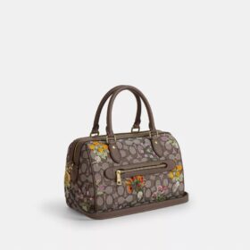 Torba typu satchel „Rowan” z charakterystycznego żakardu z haftem kwiatowym