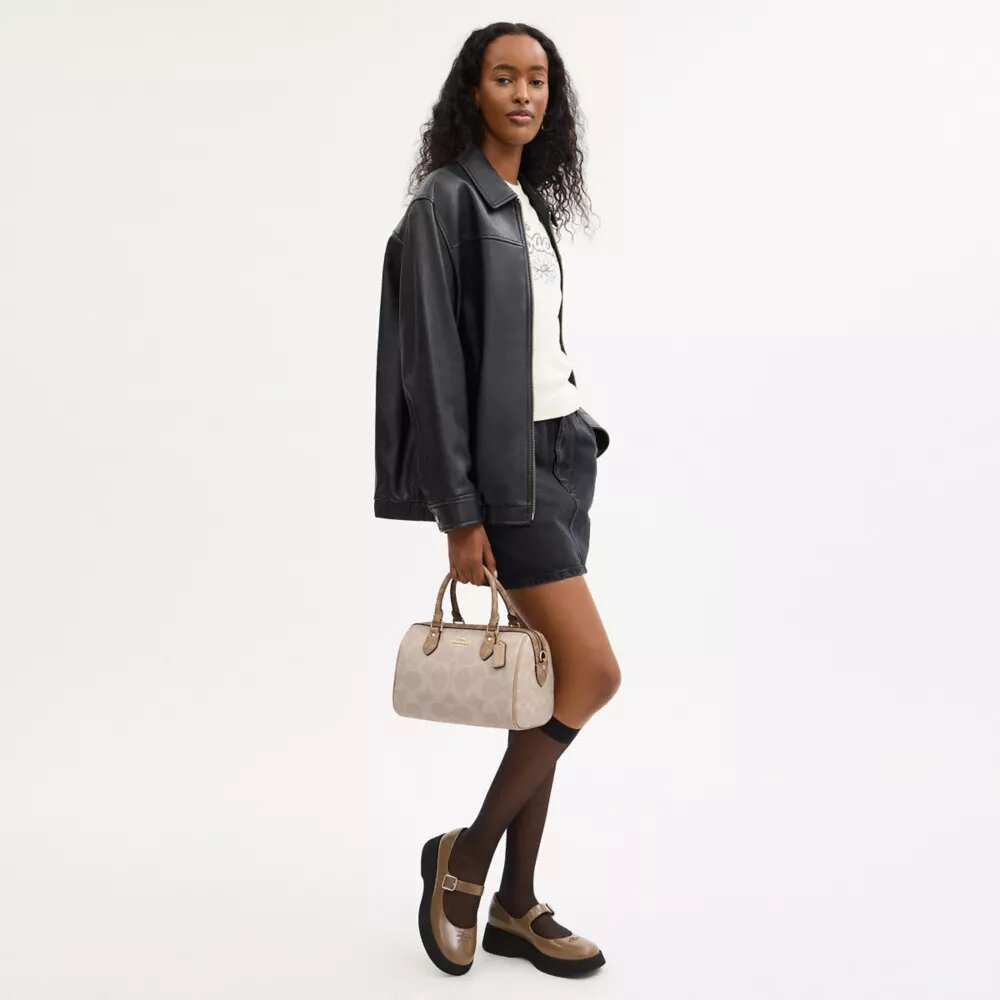 Torba typu satchel „Rowan” z Signature Canvas w blokowe wzory