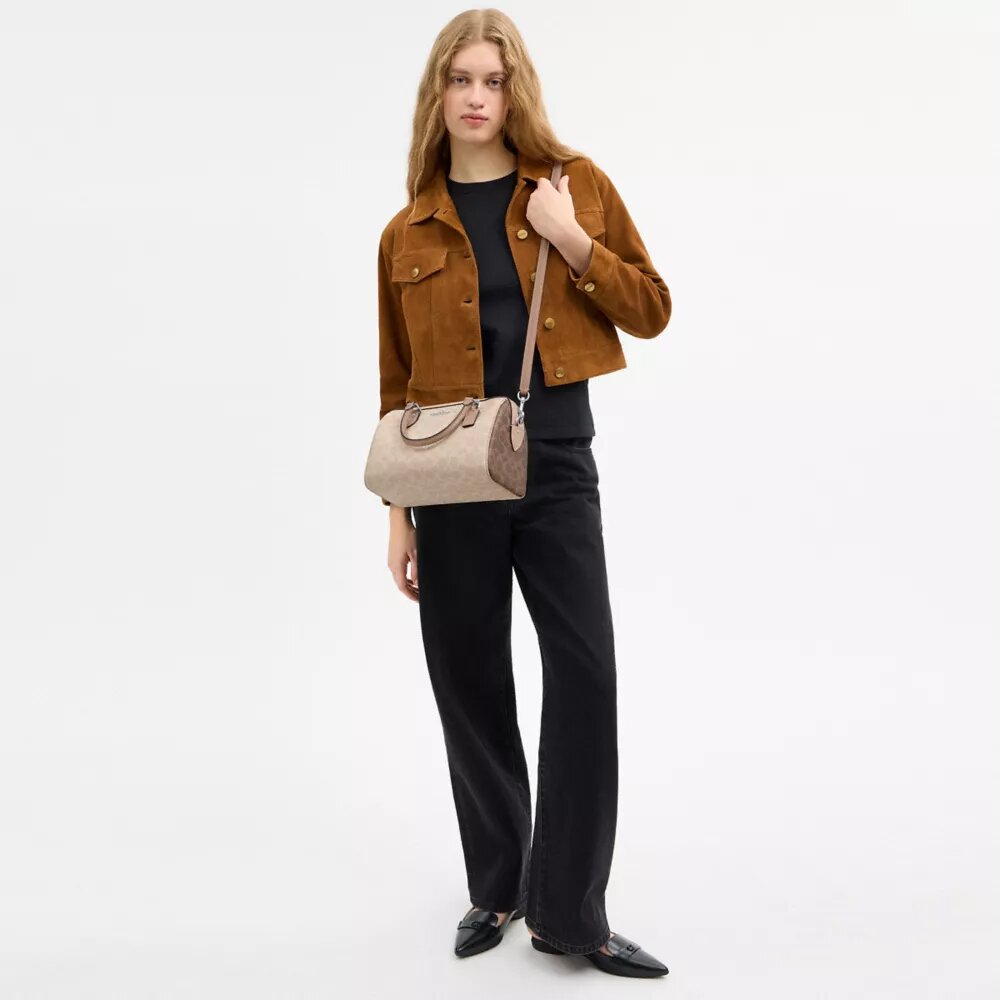 Torba typu satchel „Rowan” z Signature Canvas w blokowe wzory