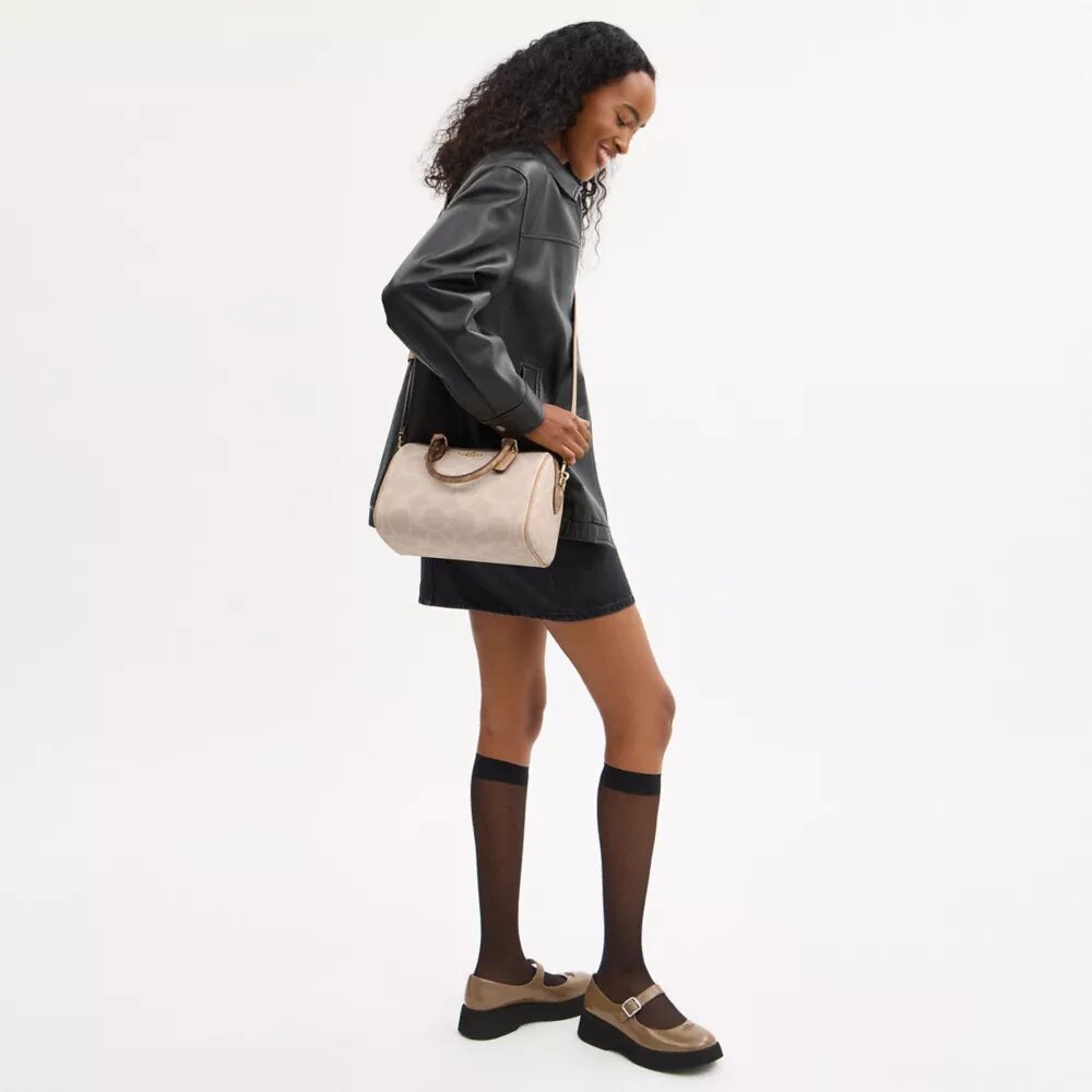 Torba typu satchel „Rowan” z Signature Canvas w blokowe wzory