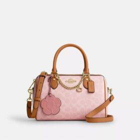 Torba typu satchel Rowan z Signature Canvas z zawieszkami