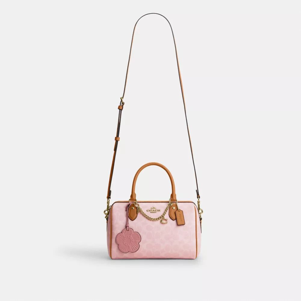 Torba typu satchel Rowan z Signature Canvas z zawieszkami