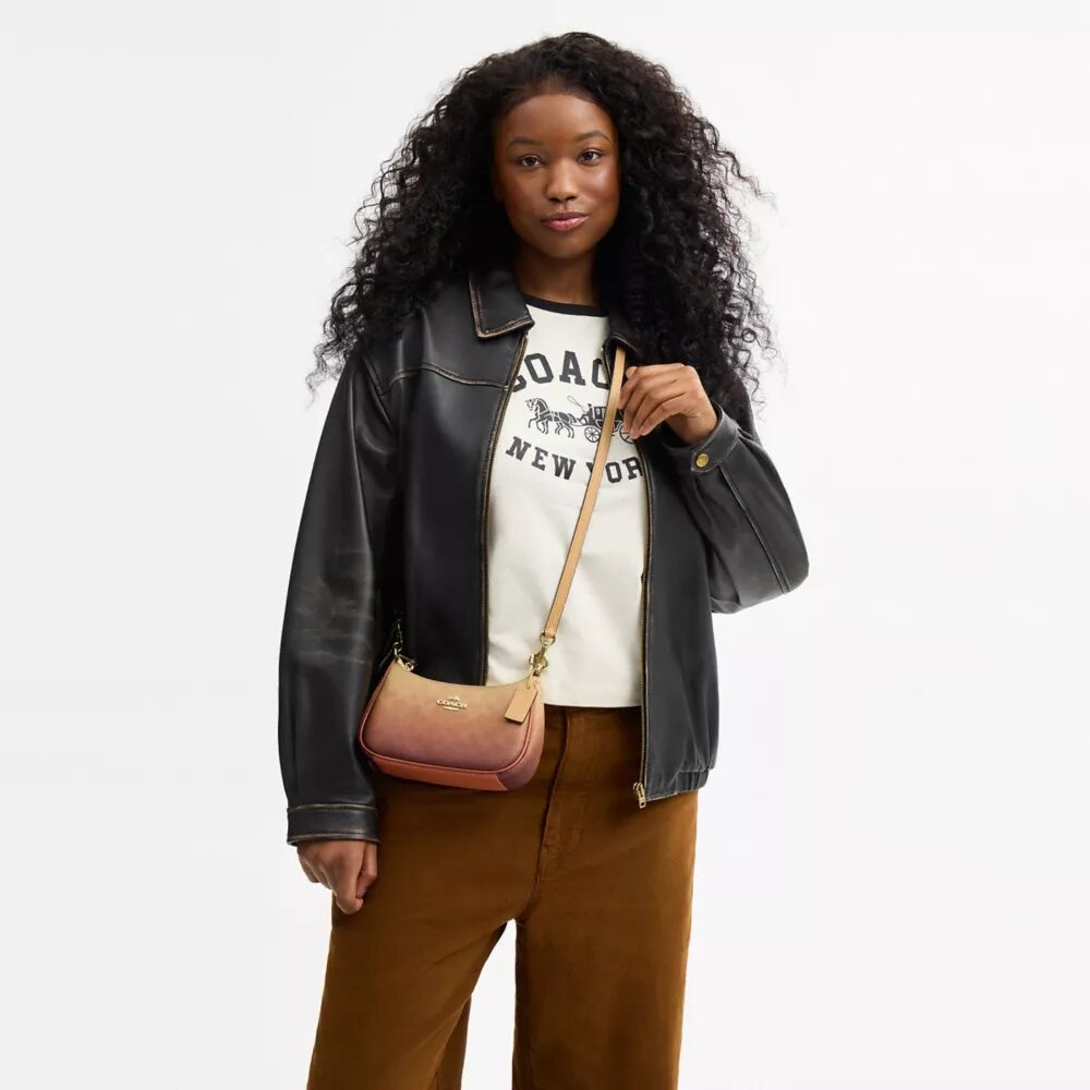 Torebka crossbody Teri Mini z Signature Canvas w stylu ombre