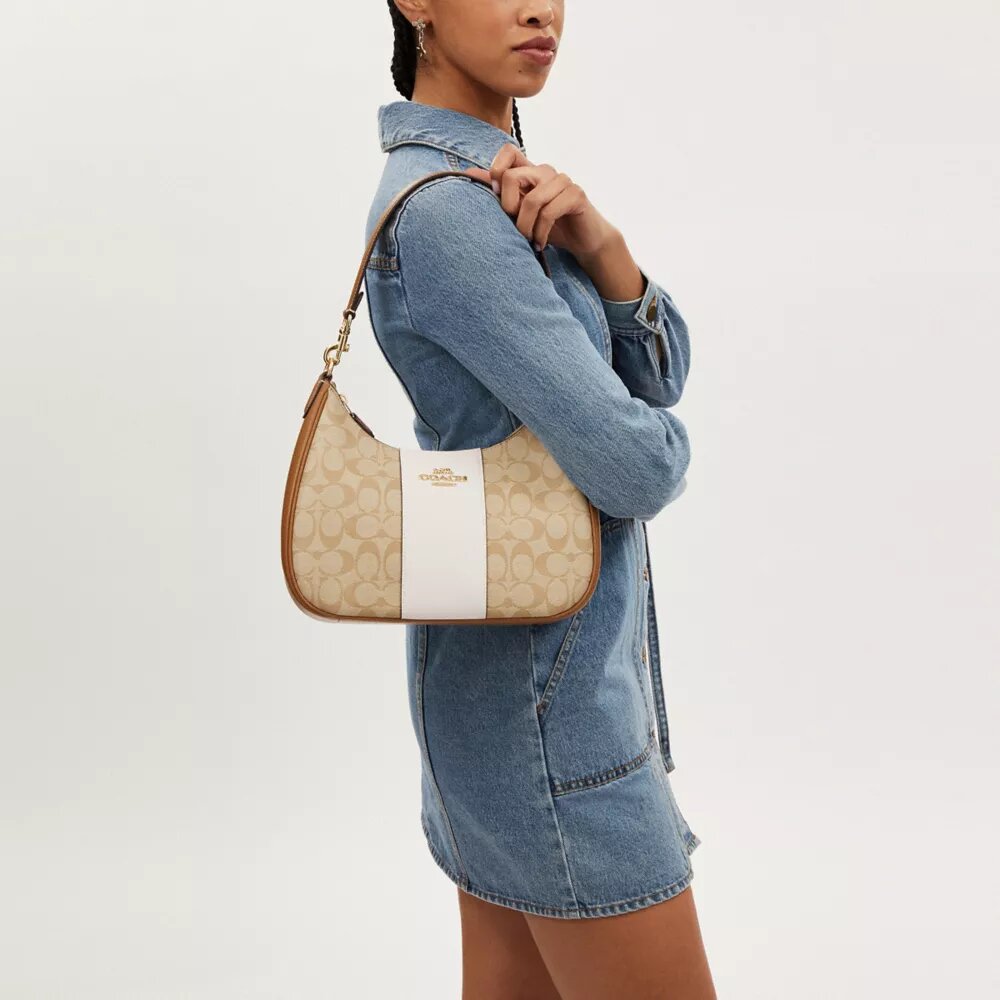 Torebka typu hobo Teri z Signature Canvas w paski