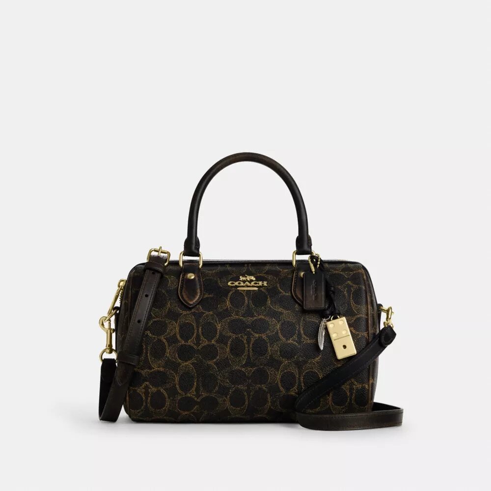 Torebka typu satchel Rowan z Signature Canvas z zawieszkami