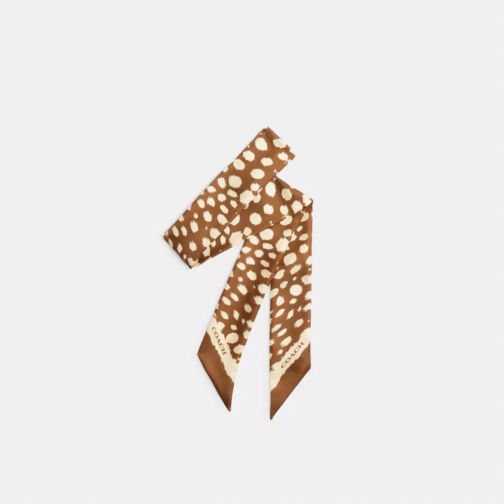 Wąski szalik z jedwabiu z nadrukiem „Wild Spots”